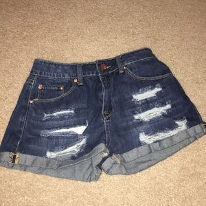 Denim Ripped Jean Shorts